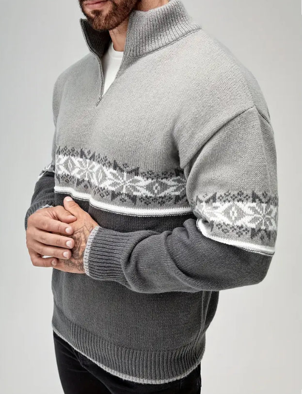 Maryam’s Essential Men Casual Colour-Block Geometric Graphic Print Sweater