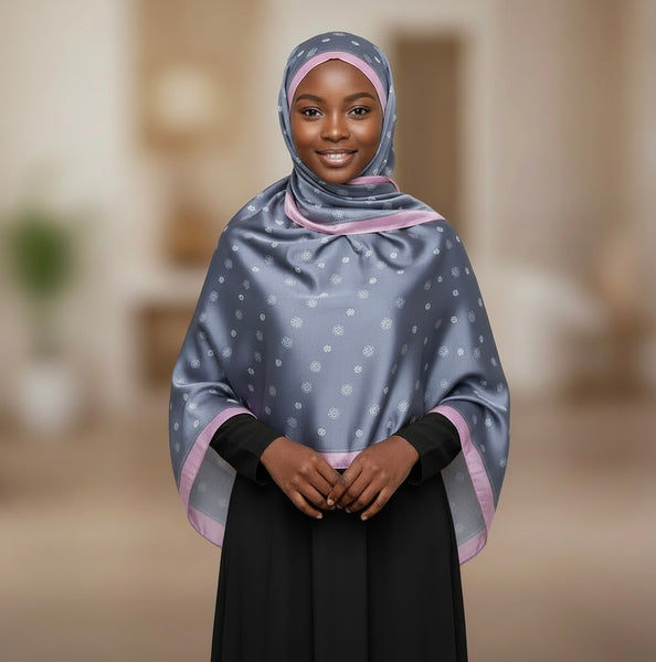 Maryam's Essential Luxury Floral Print Silk Satin Soft Arab Shawl/Hijab