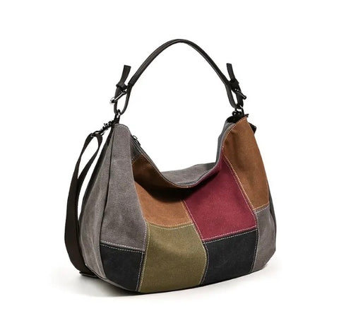 Maryam’s Essential Vintage Patchwork Canvas Retro Colour block Bag