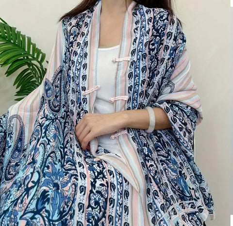 Maryam's Essential Printed Cotton Viscose Tassels Shawl