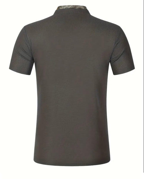 Maryam’s Essential Tree Pattern Casual Breathable Short Sleeves Button Collar Shirt