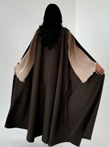 Maryam’s Essential Luxury Tie-Dye Hem Long Bell Sleeves Maxi Abaya Dress