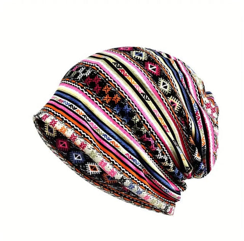 Maryam’s Essential Unisex Ethnic Cotton Slouchy Beanie Head & Neck Gaiter Scarf/Cap