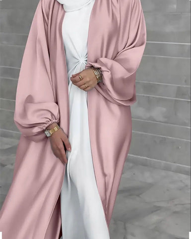 Maryam's Diamond Style Luxurious Plain Shiny, Lantern Sleeves Kaftan Abaya