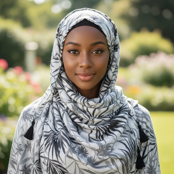 Maryam’s Essential Printed Cotton Viscose Tassels Hijab