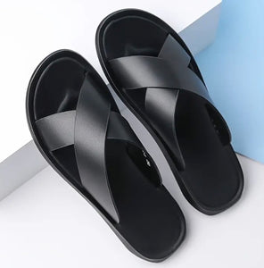 Maryam’s Essential Men Leather Lightweight Casual Toe Slip On Sandal Slippers