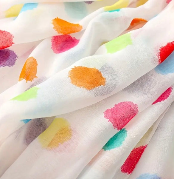 Maryam's Essential Dotted Print Polyester Tassels Hijab