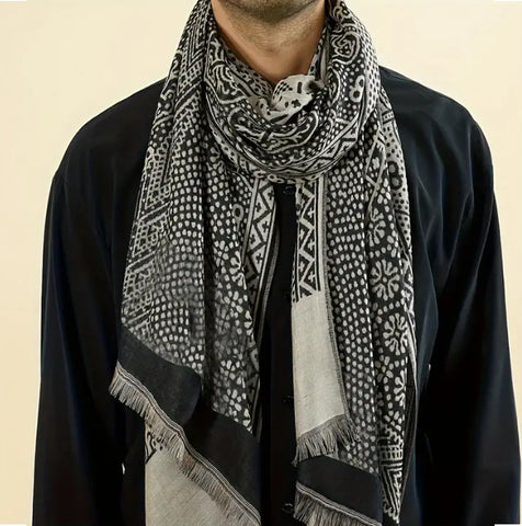 Maryam’s Essential Men Luxury Printed Cotton Linen Ethnic Scarf for all Weather