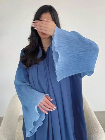 Maryam’s Essential Luxury Tie-Dye Hem Long Bell Sleeves Maxi Abaya Dress