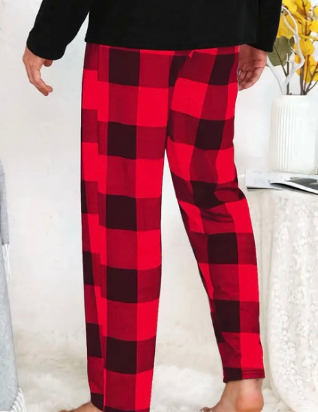 Maryam’s Essential Plaid Pattern Casual Loose Stretchy Elastic Waist Lounge Pants Bottom