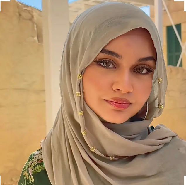 Maryam's Diamond Style Plain Pure Colour Viscose with Gold Embellishment Hijab