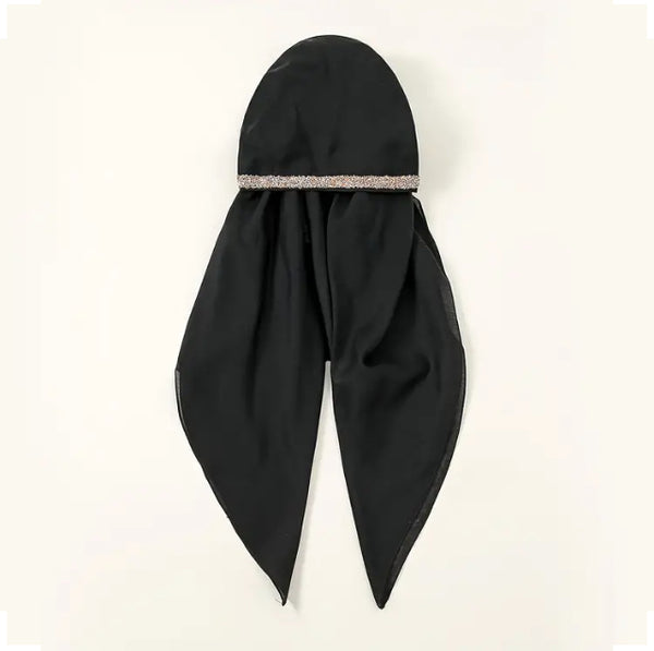 Maryam’s Essential Diamanté Mature Elegant Vintage Plain Pre-Tied Elastic Band Hijab