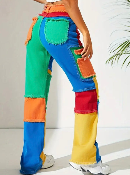 Maryam’s Essential Colourblock Raw Seam Loose Fit Straight Pants