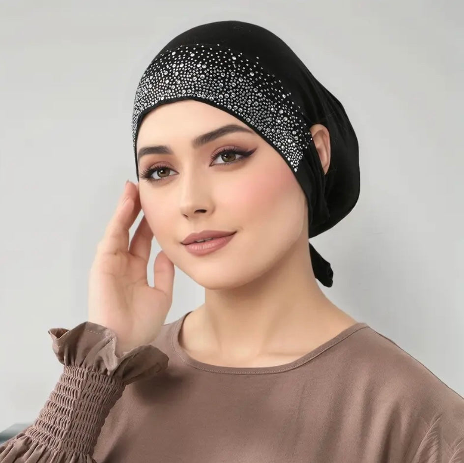 Maryam’s Essential Diamanté Revolutionary Sporty Ear Accessible Tie Back Inner Cap