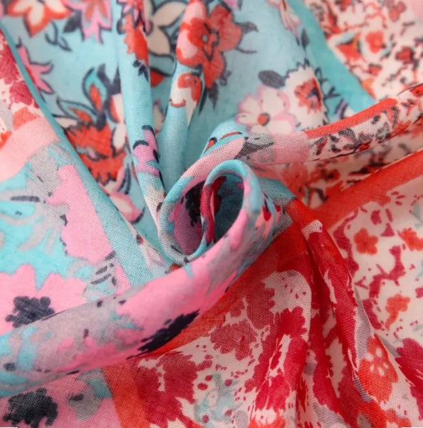 Maryam's Essential Floral Printed Cotton Viscose Tassels Hijab