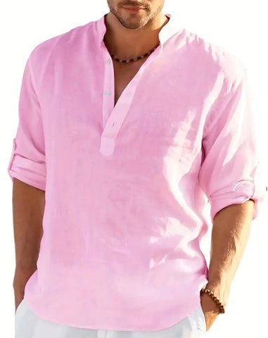 Maryam’s Essential Breathable Button Long Sleeves Cotton Linen Top Tank