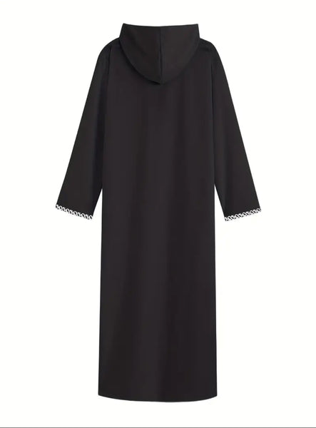 Maryam’s Essential Luxury Arab Men Geometric Pattern Ethnic Hoody Kaftan