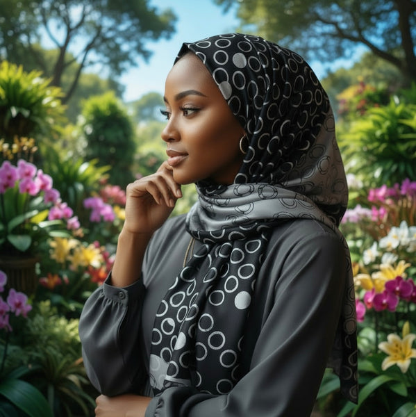 Maryam's  Essential Stunning Silk Satin Printed Shawl/Hijab