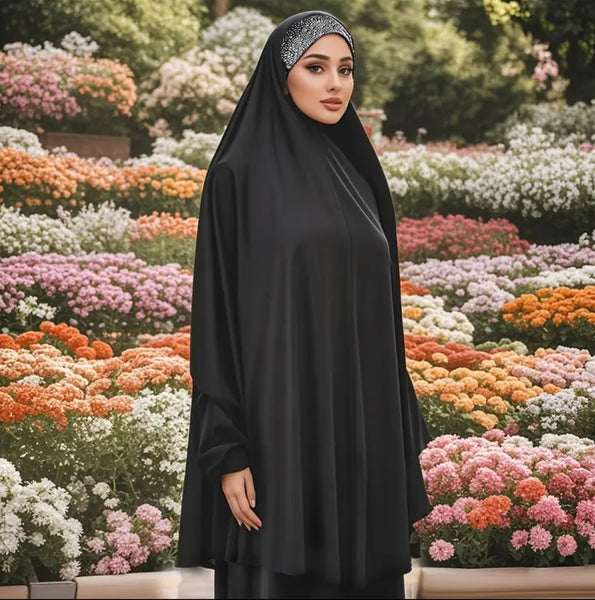 Maryam's Essential Women Diamanté Long Khimar Hijab with Sleeves