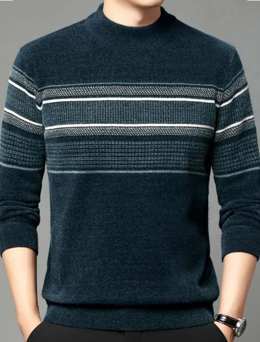 Maryam’s Essential Men Casual Geometric Knit Crew Neck Pullover Sweater