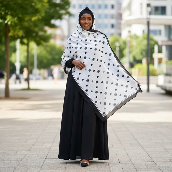 Maryam's Essential Luxury Floral Print Silk Satin Soft Arab Shawl/Hijab