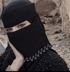 Maryam’s Essential Diamanté Thin Breathable Chiffon Niqab Veil Headscarf