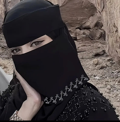 Maryam’s Essential Diamanté Thin Breathable Chiffon Niqab Veil Headscarf