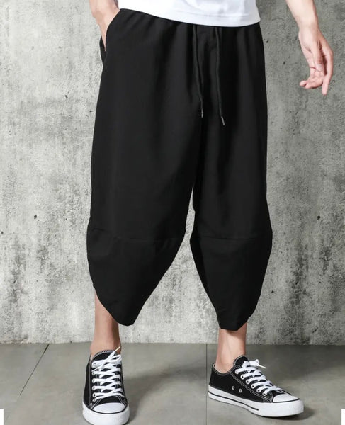 Maryam’s Essential Luxury Vintage Drawstring Wide Leg Cropped Harem Trouser