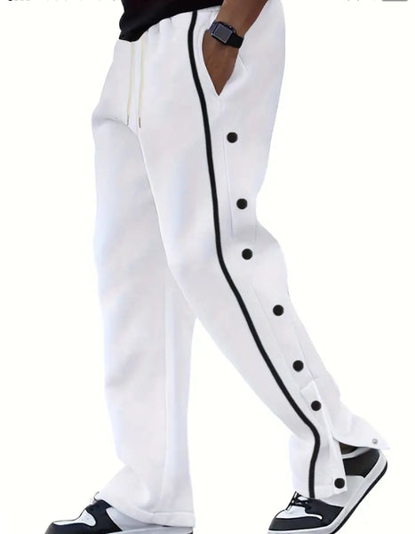 Maryam’s Essential Casual Sporty Straight Leg Drawstring Pants with Snap Buttons