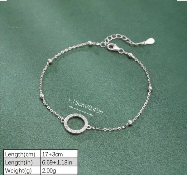 Maryam’s Essential Exquisite 925 Sterling Silver Hypoallergenic Hollow Bead Chain Cubic Gems Bracelets