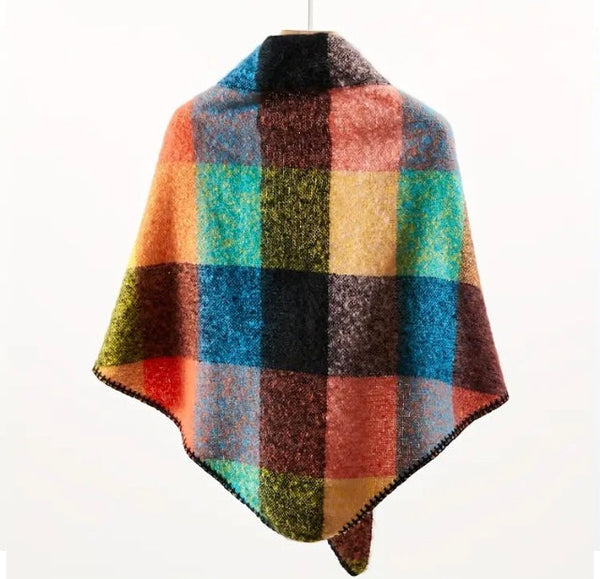 Maryam’s Essential Luxury Triangular Geometric Plaid Cashmere Scarf