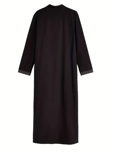 Maryam’s Essential Arab Men Geometric Pattern StandUp Collar Long Sleeves Kaftan