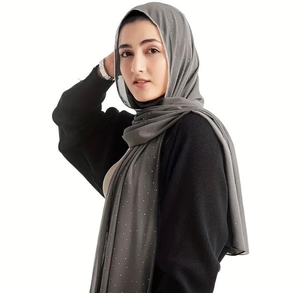 Maryam’s Essential Diamanté Thin Breathable Chiffon Hijab Headscarf