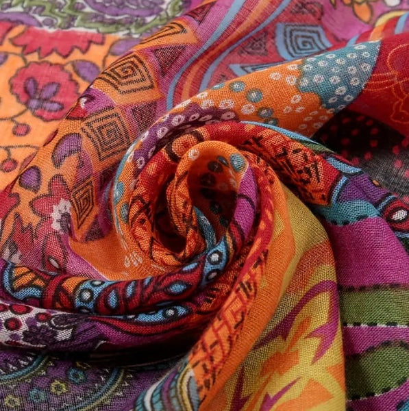 Maryam's Essential Luxury Flower Printed Cotton Tassels Hijab