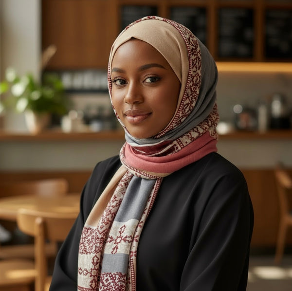 Maryam's Essential Printed Cotton Viscose Tassels Hijab