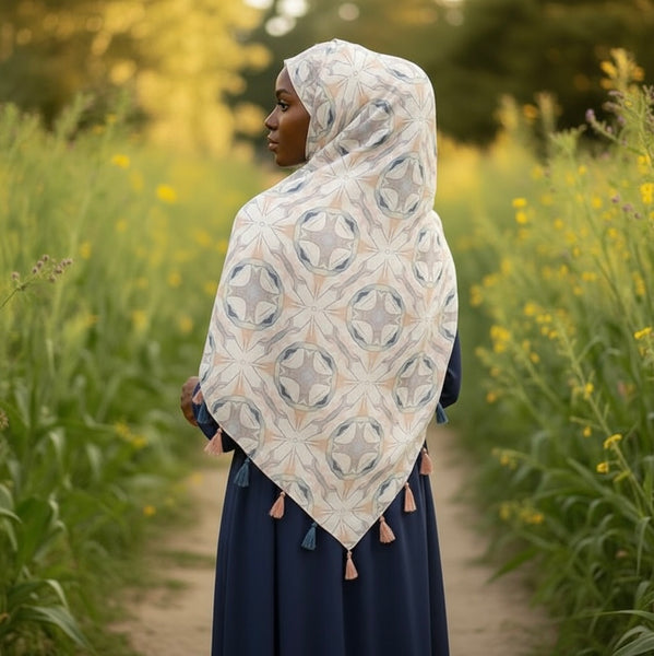 Maryam's Essential Printed Cotton Viscose Tassels Hijab