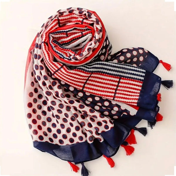 Maryam's Essential Printed Cotton Viscose Tassels Hijab
