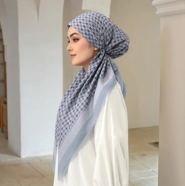 Maryam’s Essential Mature Elegant Vintage Print Pre-Tied Elastic Band Hijab