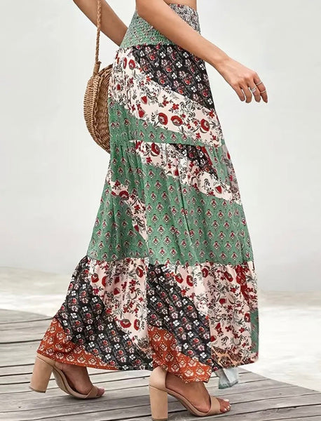 Maryam’s Essential Floral Patch Print Shirred Waist Maxi Skirt