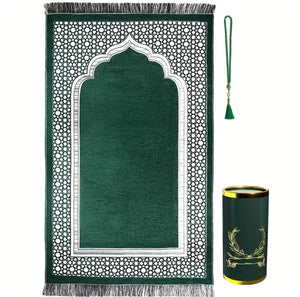 Maryam’s Essential Muslim Prayer Mat & Prayer Beads Cylindrical Gift Set