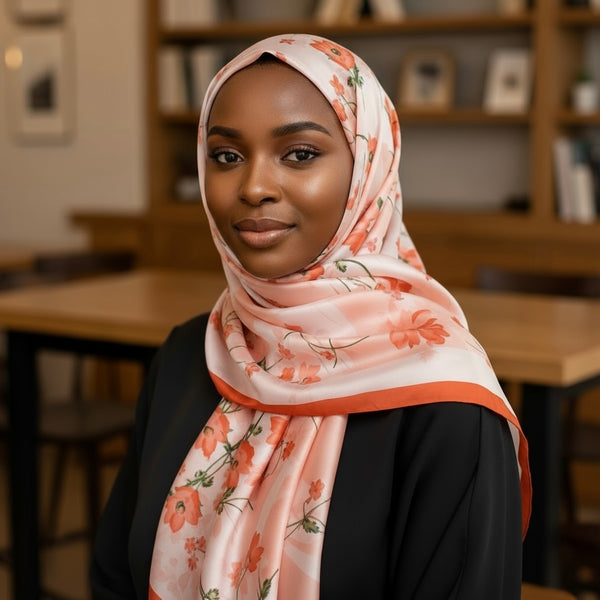 Maryam's Essential Stunning Silk Satin Printed Shawl/Hijab