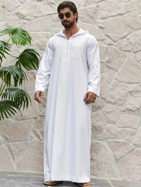 Maryam’s Diamond Style Men’s Plain Ethnic Emirati Vintage Hood Kaftan