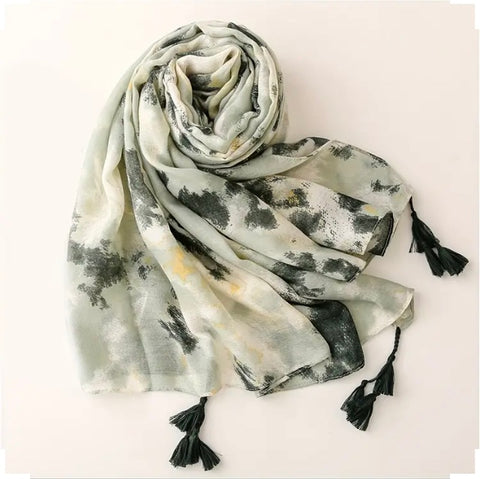 Maryam's Essential Tye & Dye Printed Cotton Viscose Tassels Hijab