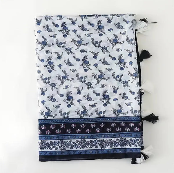 Maryam's Essential Printed Cotton Viscose Tassels Hijab