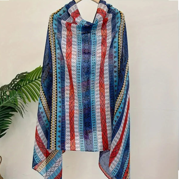 Maryam's Essential Printed Cotton Viscose Tassels Shawl