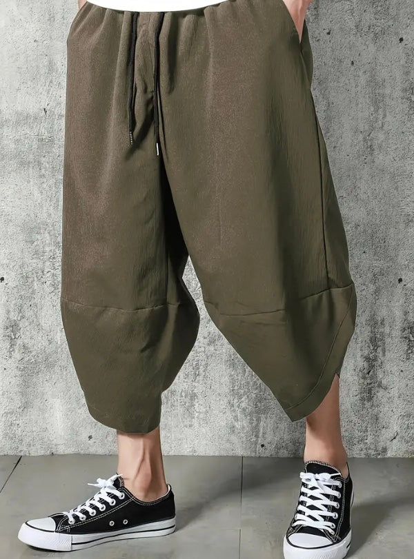 Maryam’s Essential Luxury Vintage Drawstring Wide Leg Cropped Harem Trouser