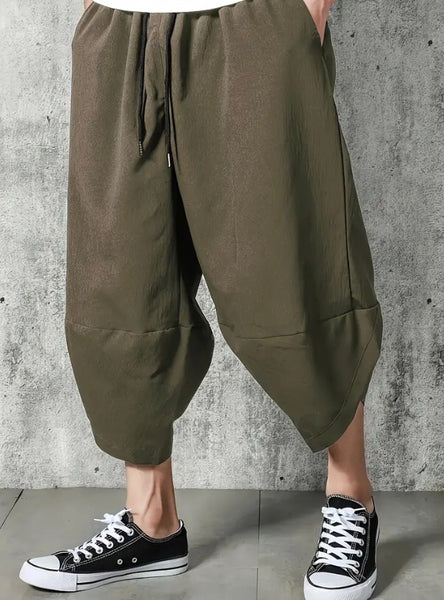 Maryam’s Essential Luxury Vintage Drawstring Wide Leg Cropped Harem Trouser