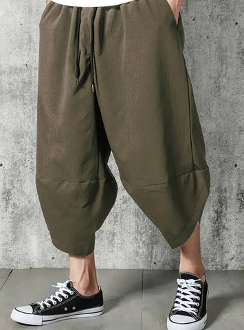 Maryam’s Essential Luxury Vintage Drawstring Wide Leg Cropped Harem Trouser