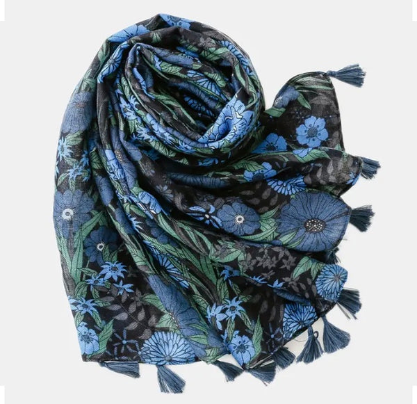 Maryam's Essential Luxury Flower Printed Cotton Tassels Hijab