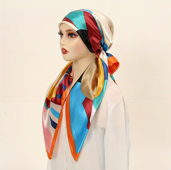 Maryam’s Essential Mature Elegant Vintage Print Pre-Tied Elastic Band Hijab